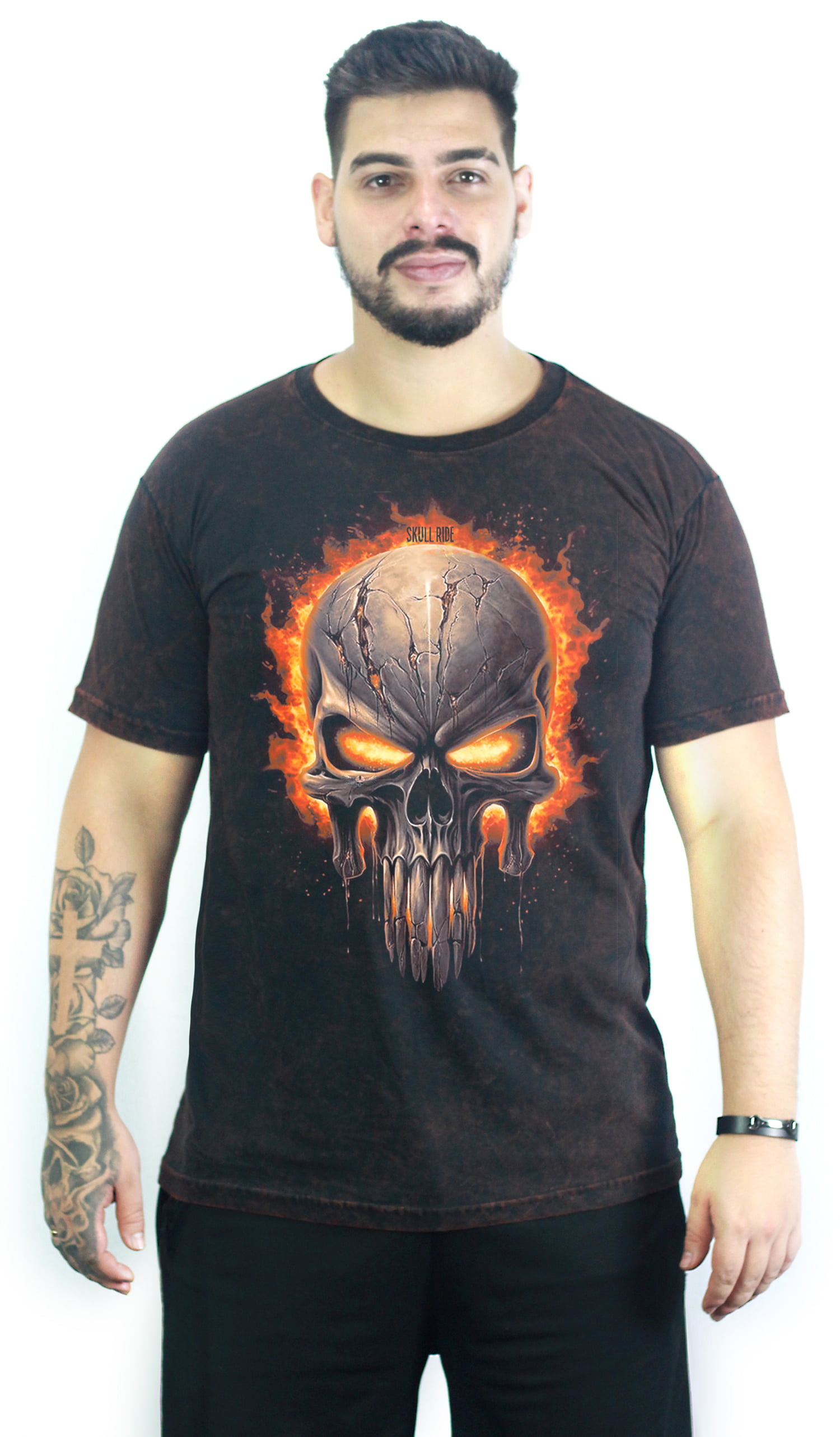 Camiseta Dark Skull Fire Marmorizada