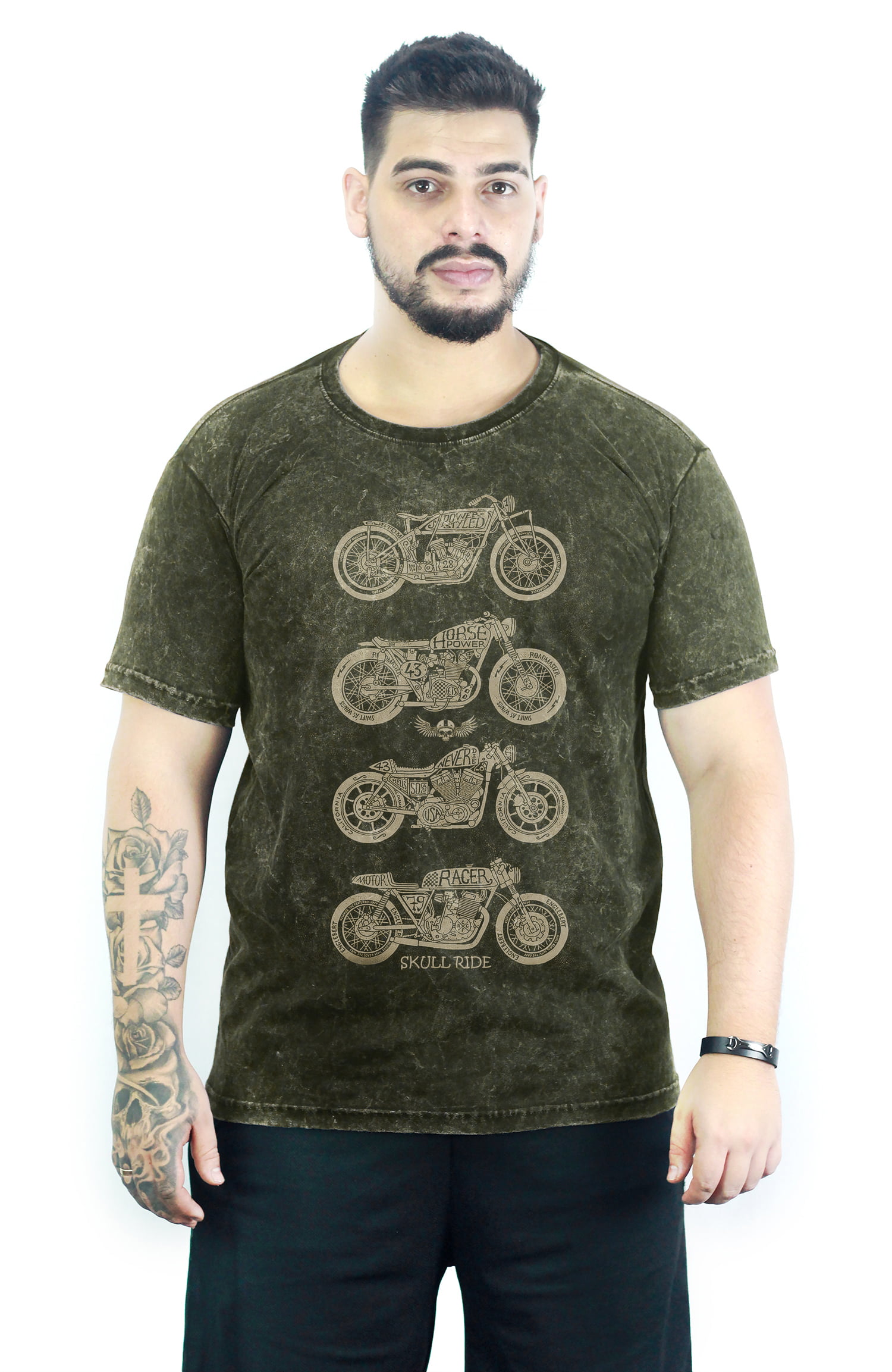 Camiseta Skull Ride Motorcycle M-6 Marmorizada