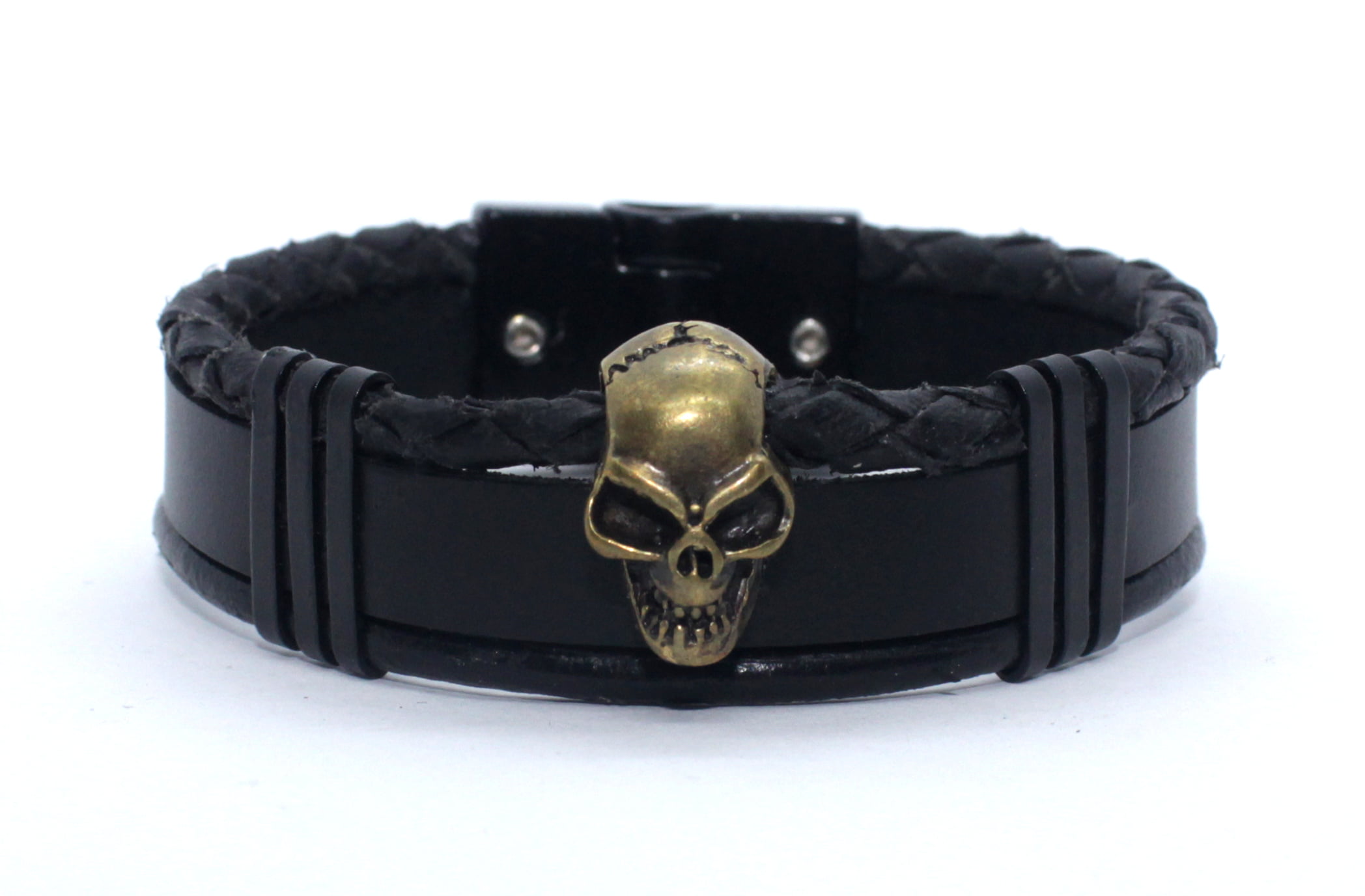 Bracelete de Couro Skull M-1