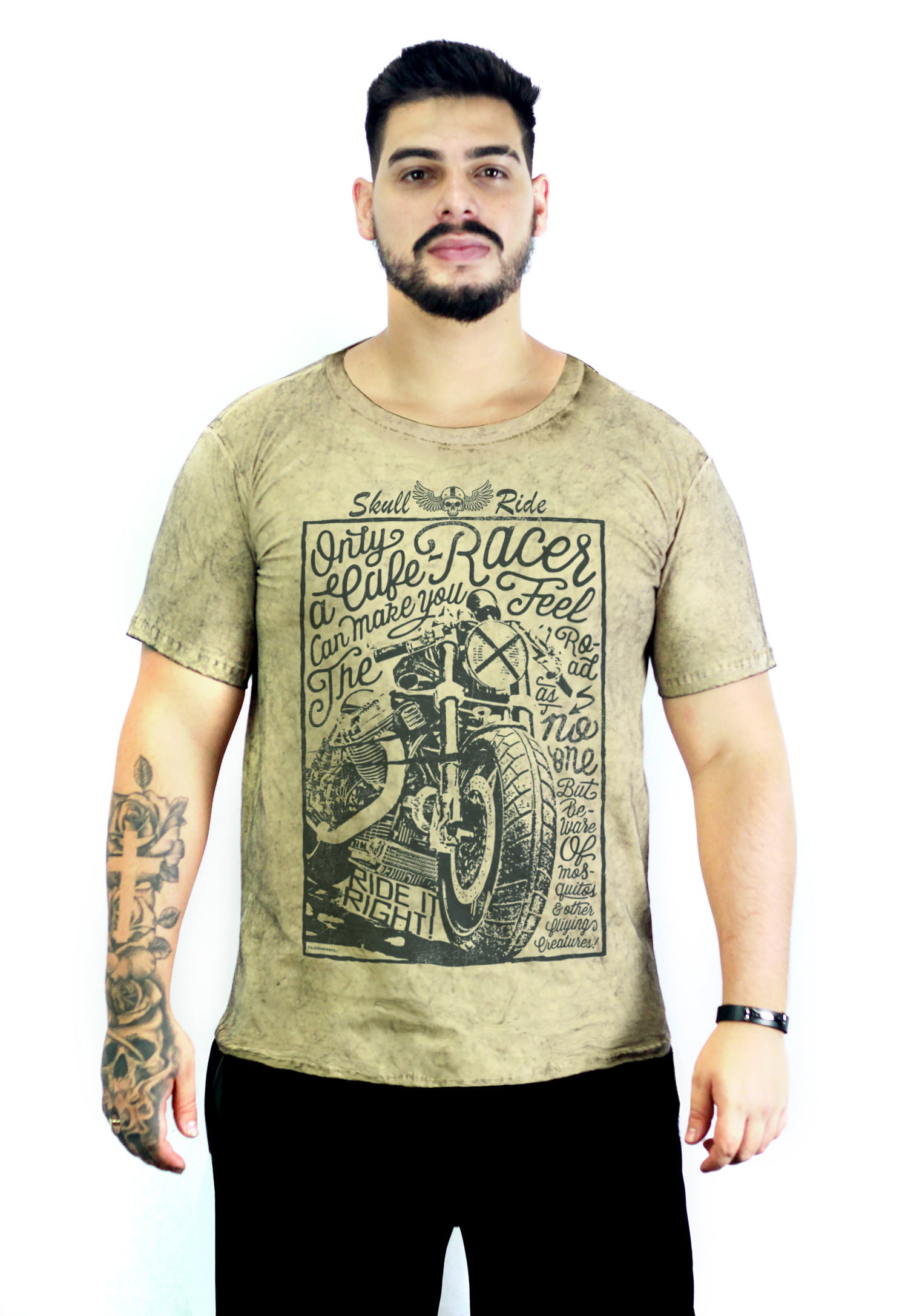 Camiseta Skull Ride Café Racer M-1 Marmorizada