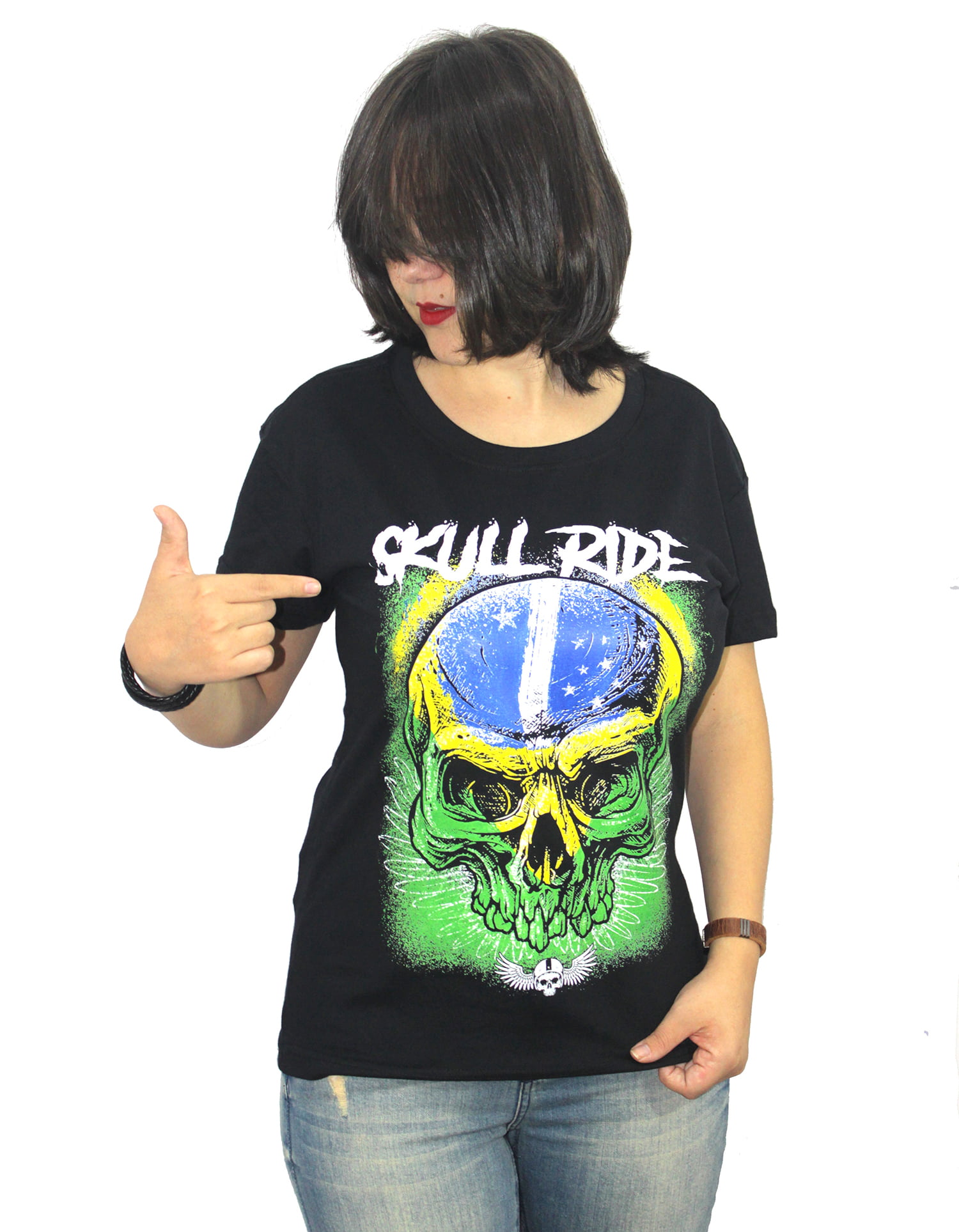 Babylook Patriotic Brazilian Skull (caveira brasileira patriota)