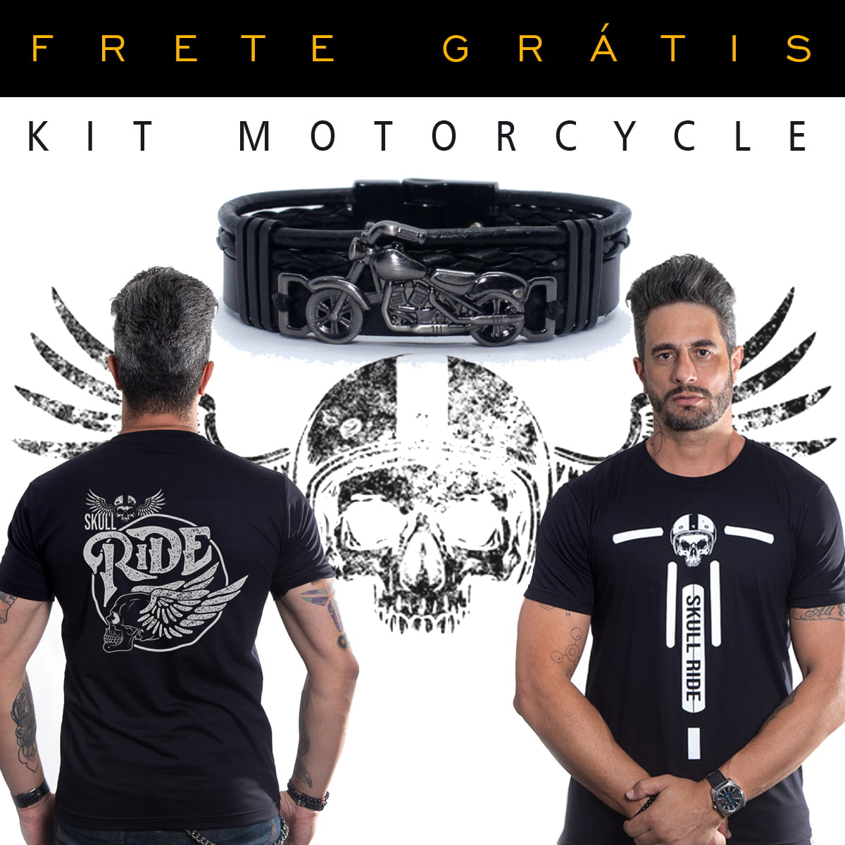 Kit 2 Camiseta Motos + Bracelete Moto