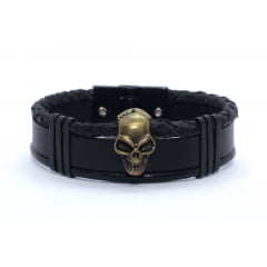 Bracelete de Couro Skull M-1