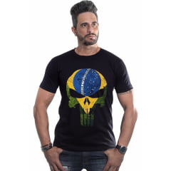 Camiseta Caveira Justiceiro Bandeira do Brasil