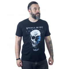 Camiseta  Caveira Skull Galaxi Azul