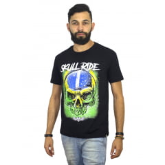 camiseta Patriotic Brazilian Skull (caveira brasileira patriota)
