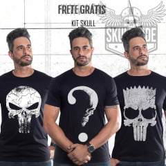 KIT 3 CAMISETAS - JUSTICEIRO, QUESTION, BART PUNISHER