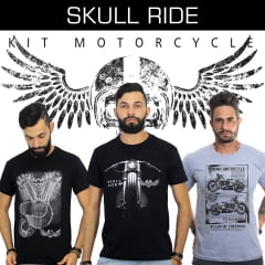 Kit 3 camisetas Motorcycle Vintage