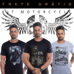 KIT 3 CAMISETAS - OLD, MOTORCYCLE M-5, VINTAGE M-1