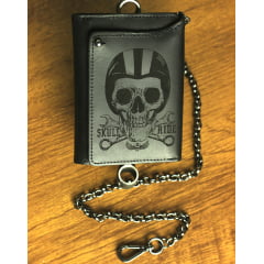 Carteira Skull Ride Biker Mechanic Skull